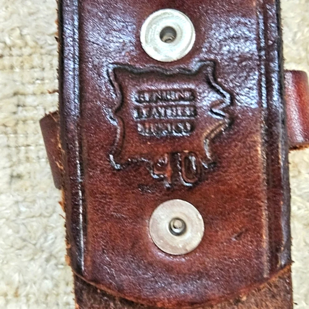 Leather Belt Mens Sz 40 Brown Tooled Eagle Design Braided Western Southwestern
